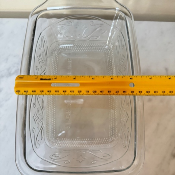 Anchor Hocking Clear Laurel Embossed Glass Loaf Pan 5.5" X 9" Inch 1.5 Qt USA - Picture 7 of 9